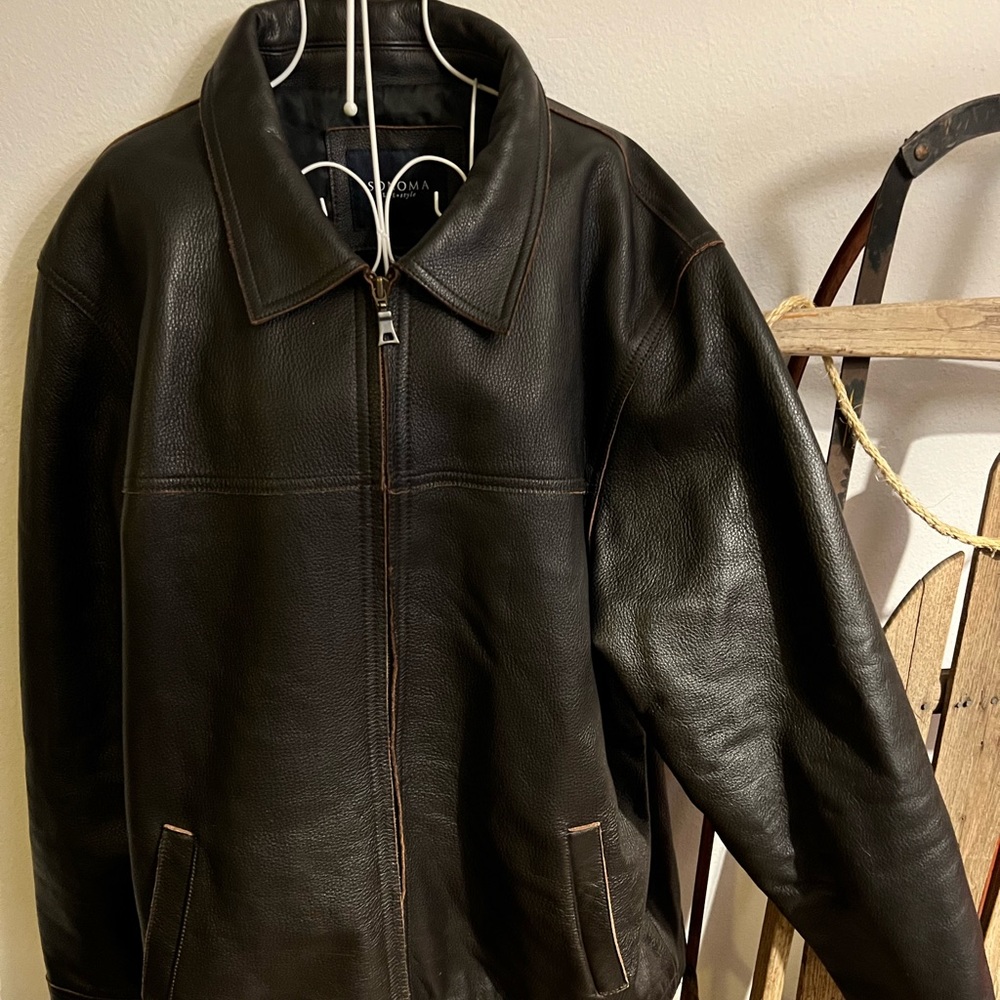 Sonoma Life and Style Mens Leather Jacket Large